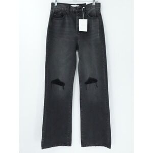 KanCan Jeans Womens 7 27 Black 90s Flare High‎ Rise Distressed Button Fly Denim